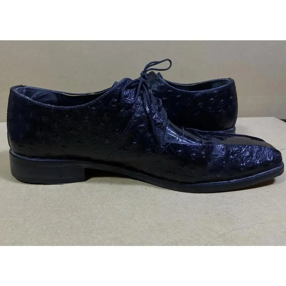 Stacy Adams Mens Black Leather Crocodile Print Oxford Shoe 9.5 M Pietro 24141